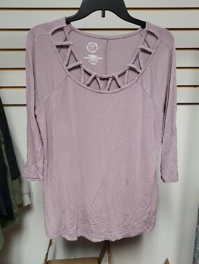 Soft Lavender Cutout Scoop Neck Women's Top